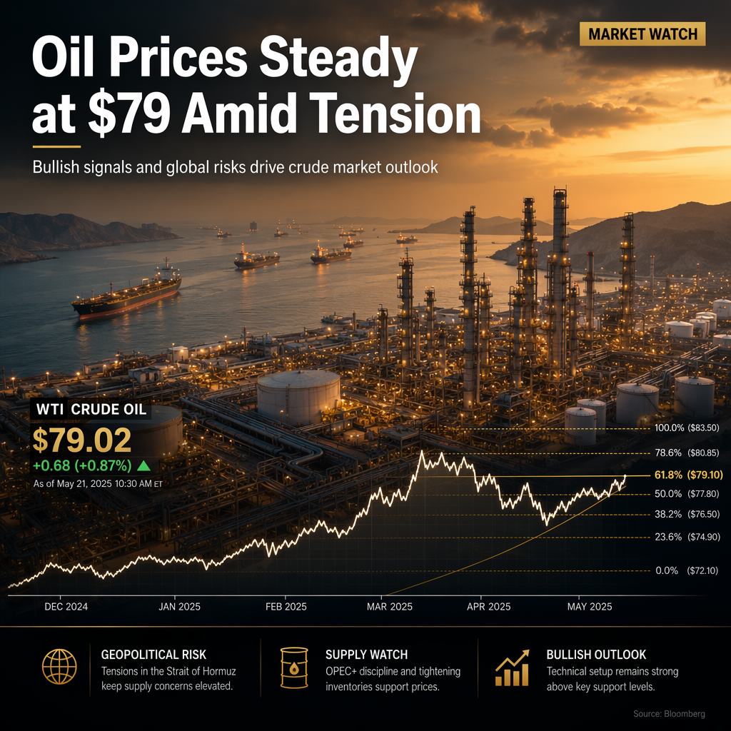 WTI Crude Oil Holds Near $79 Amid Bullish Setup and Geopolitical Tensions