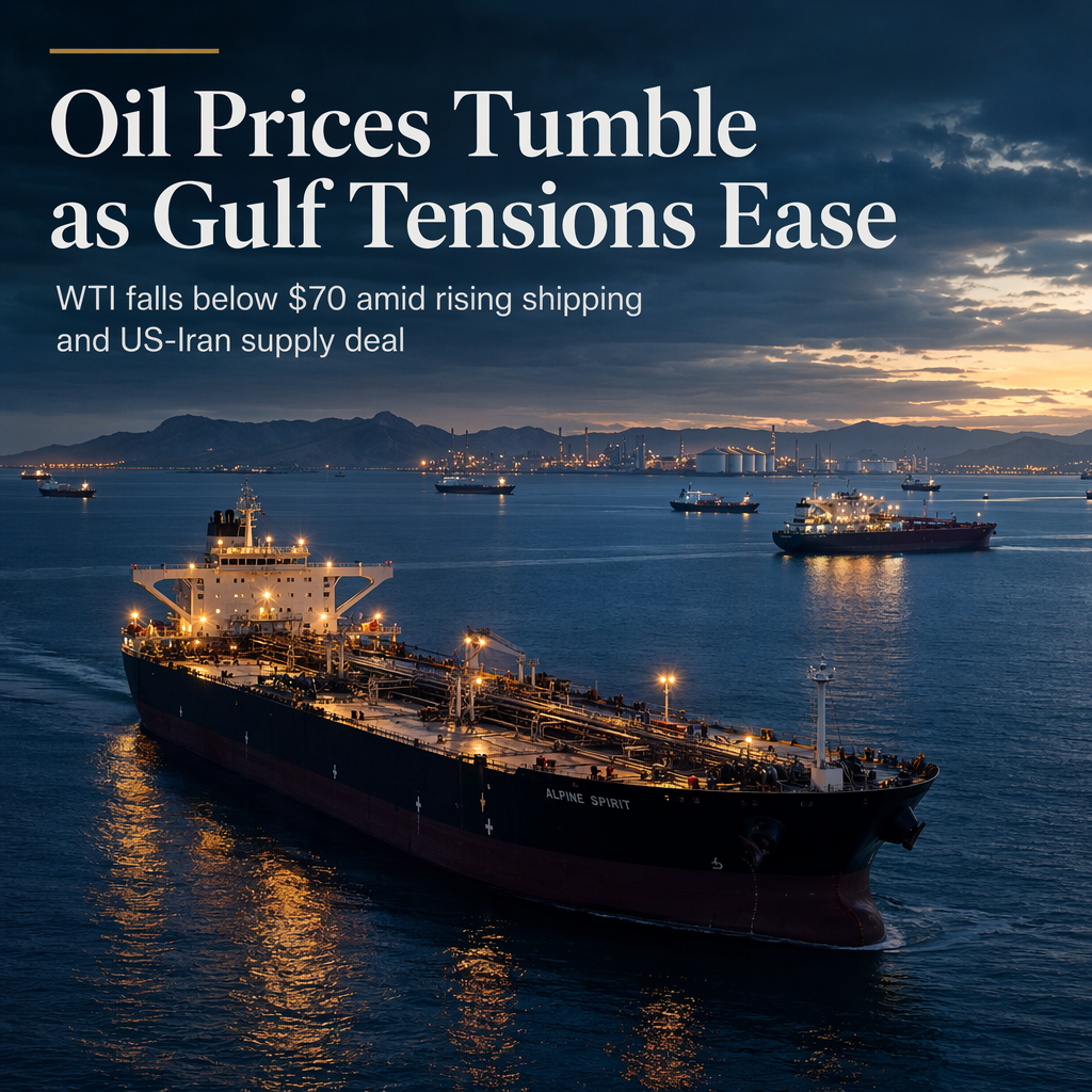 WTI Oil Falls Below $70 as Gulf Supply Fears Ease and US Grants Iran Waiver
