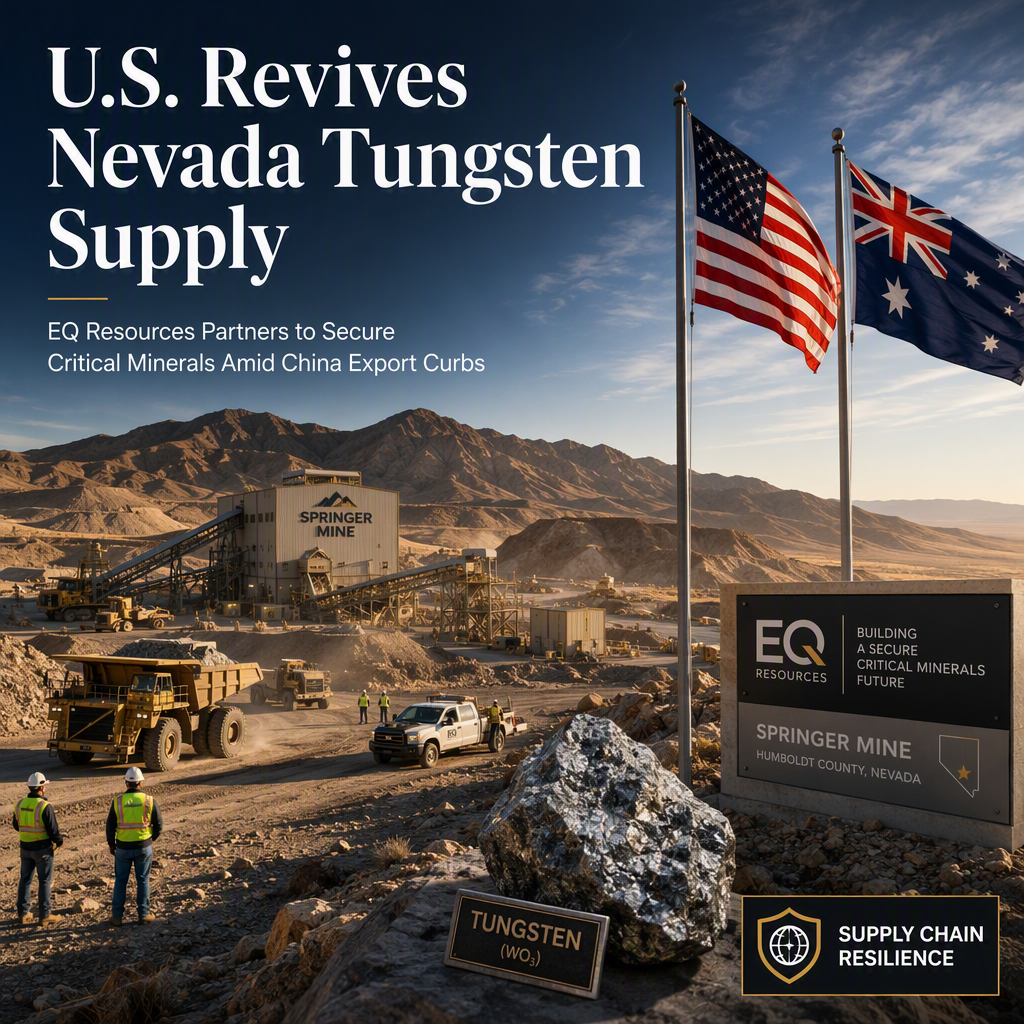 EQ Resources Partners with US to Revive Nevada Tungsten Plant Amid Chinese Export Curbs