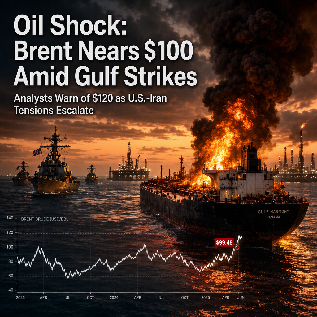 Brent Crude Nears $100 as U.S.-Iran Strikes Spark Supply Fears, Goldman Warns of $120 Oil