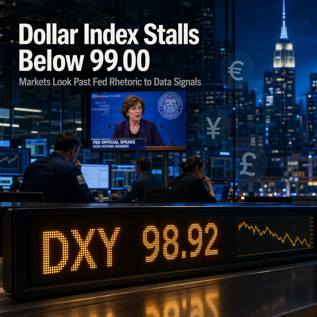 US Dollar Index Stagnates Below 99.00 as Markets Discount Fed Rhetoric Ahead of Key Data