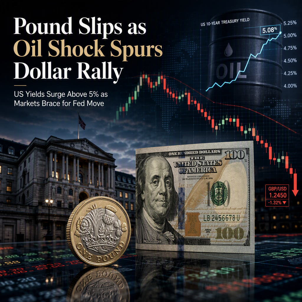 British Pound Slips as Oil Shock Drives US Yields Above 5%, Dollar Strengthens