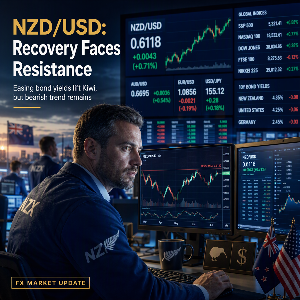 NZD/USD Shows Modest Recovery Amid Easing Bond Yields, But Key Resistance Holds