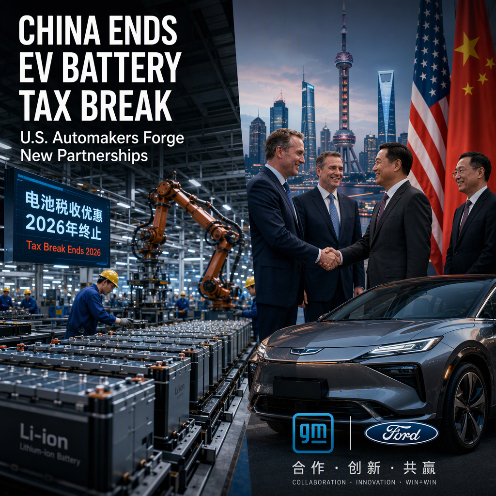 China Ends EV Battery Tax Break Amid Intense Competition; U.S. Automakers Strengthen Chinese Partnerships Despite Trade Tensions