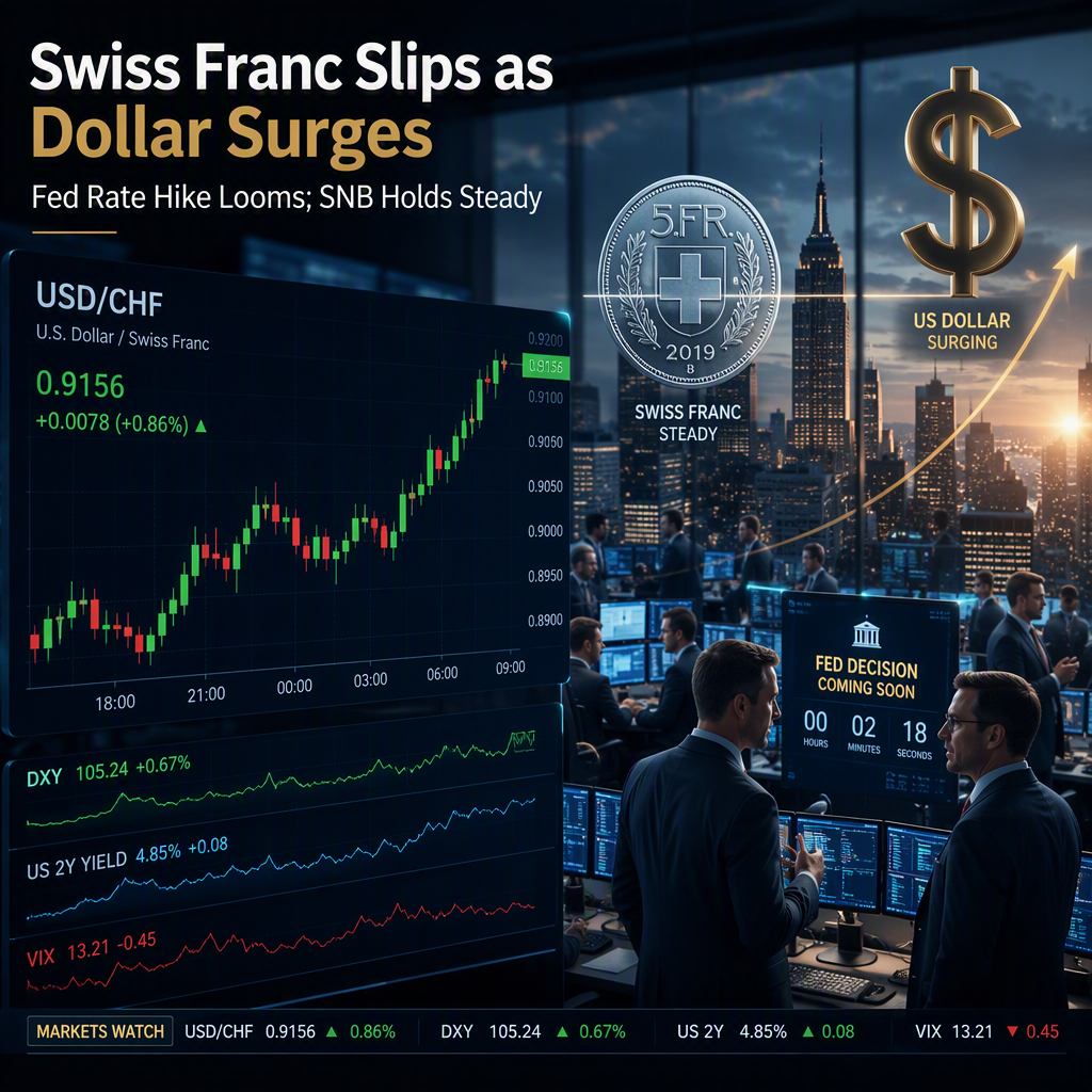 Swiss Franc Weakens as Markets Anticipate Fed Rate Hike; SNB Expected to Hold Steady