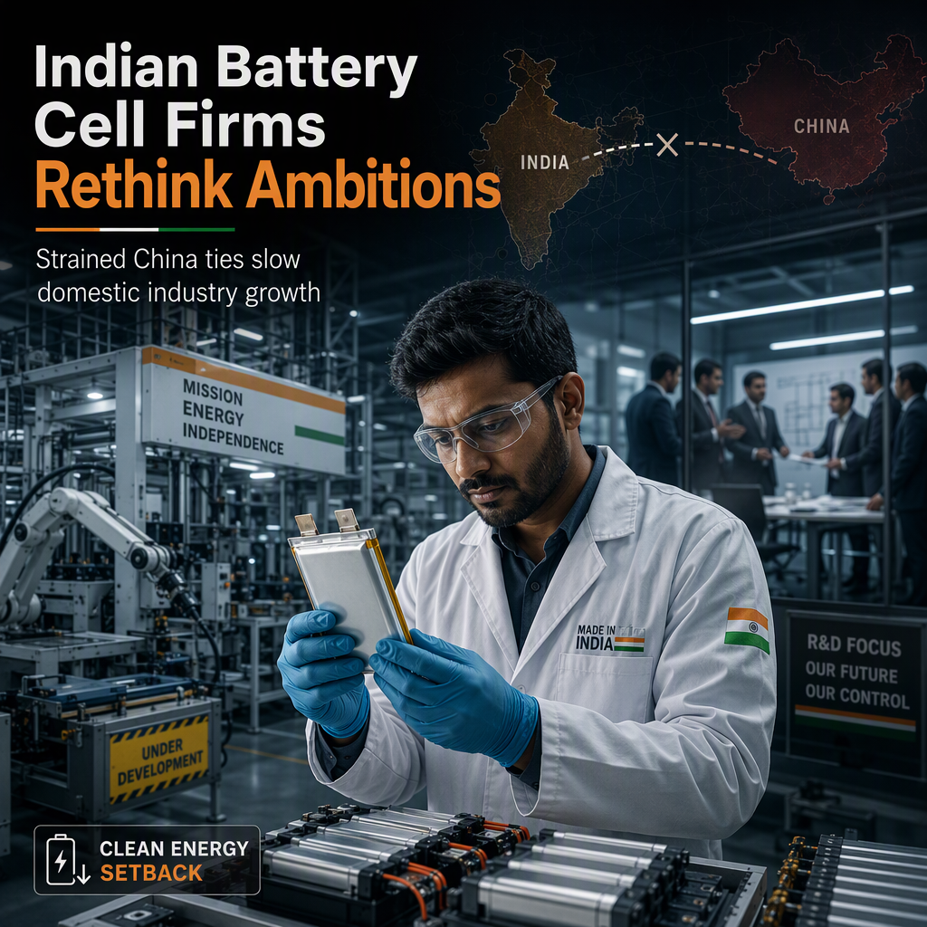 Indian Battery Cell Firms Scale Back Plans Amid Strained China Partnerships