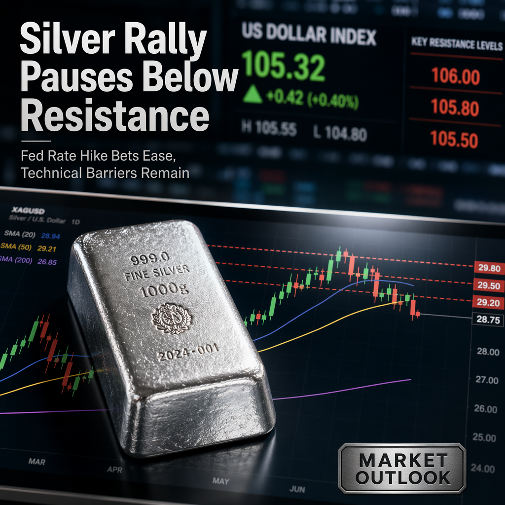 Silver Pauses Rally Below Key Moving Averages as Fed Rate Hike Bets Ease