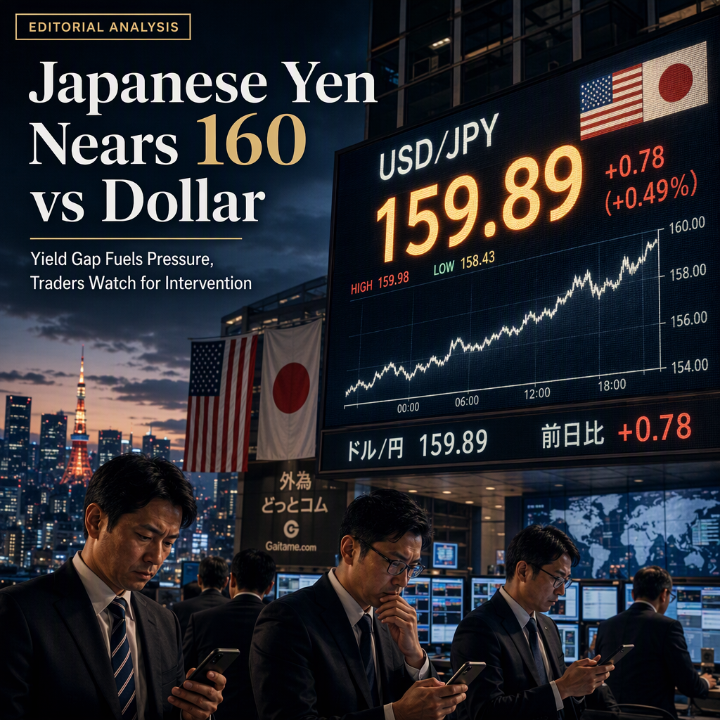Japanese Yen Weakens as US-Japan Yield Gap Widens, USD/JPY Nears 160