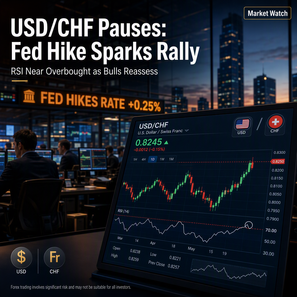 USD/CHF Pulls Back After Fed Rate Hike; RSI Nears Overbought as Bulls Pause