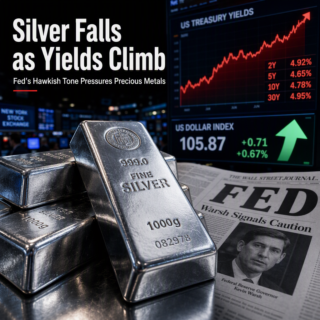 Silver Price Slides as US Treasury Yields Surge and Fed Signals Hawkish Stance