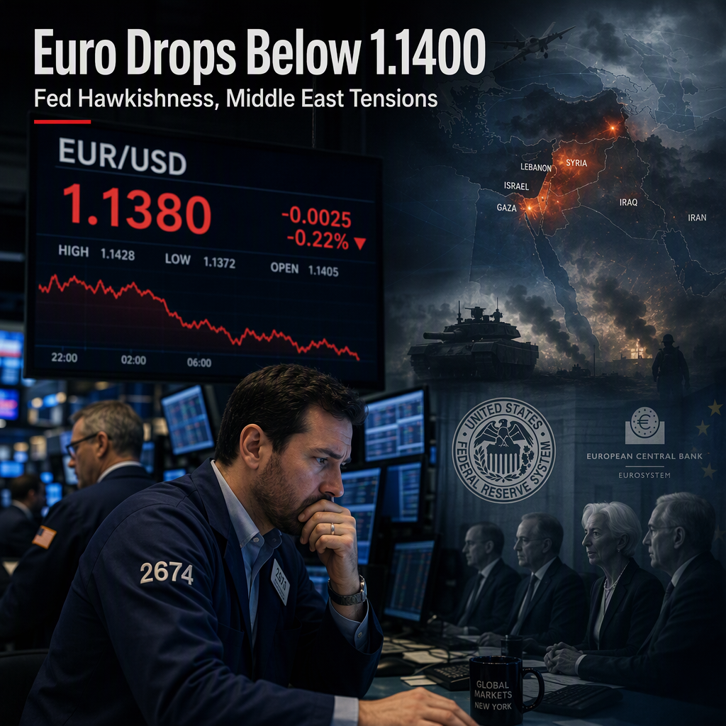Euro Falls Below 1.1400 Amid Hawkish Fed Signals and Middle East Tensions