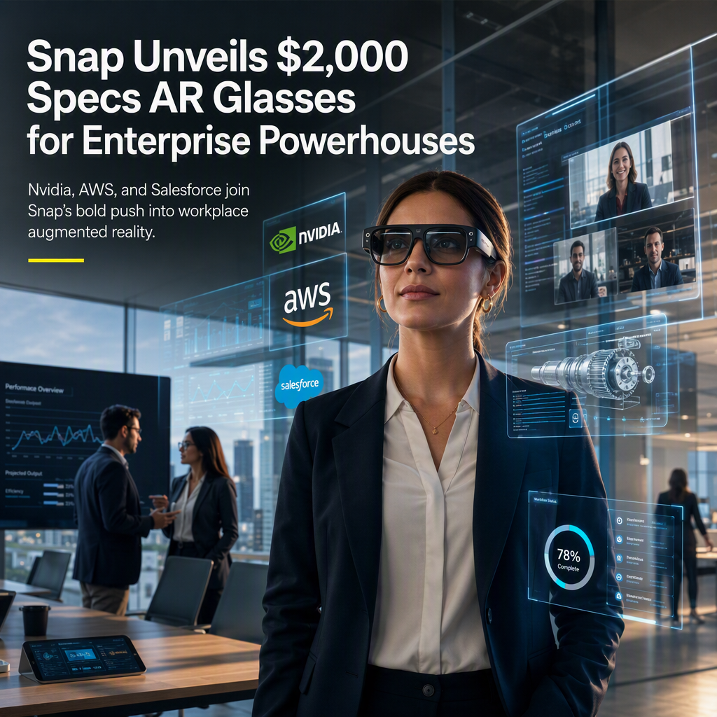 Snap Launches $2,000 Specs AR Glasses for Enterprise Market with Nvidia, AWS, and Salesforce Partnerships