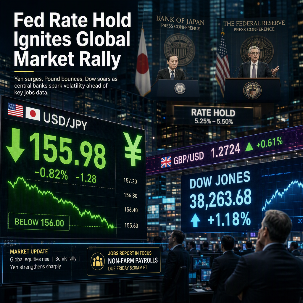 Fed Rate Hold Signals Spark Yen Rally, Pound Bounce, and Dow Surge Ahead of Key Payrolls Data