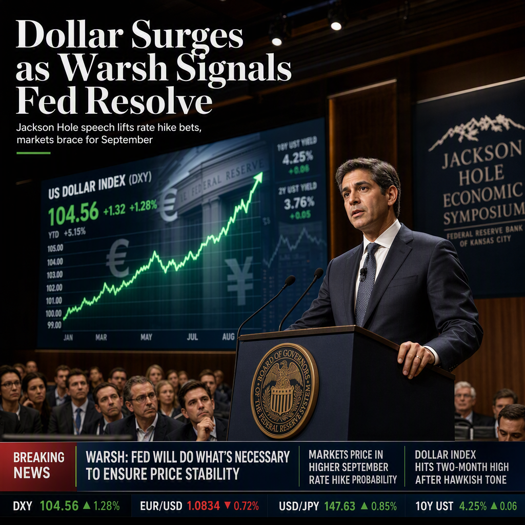 Fed Chair Warsh’s Hawkish Jackson Hole Speech Spurs Dollar Rally, Markets Eye September Rate Decision