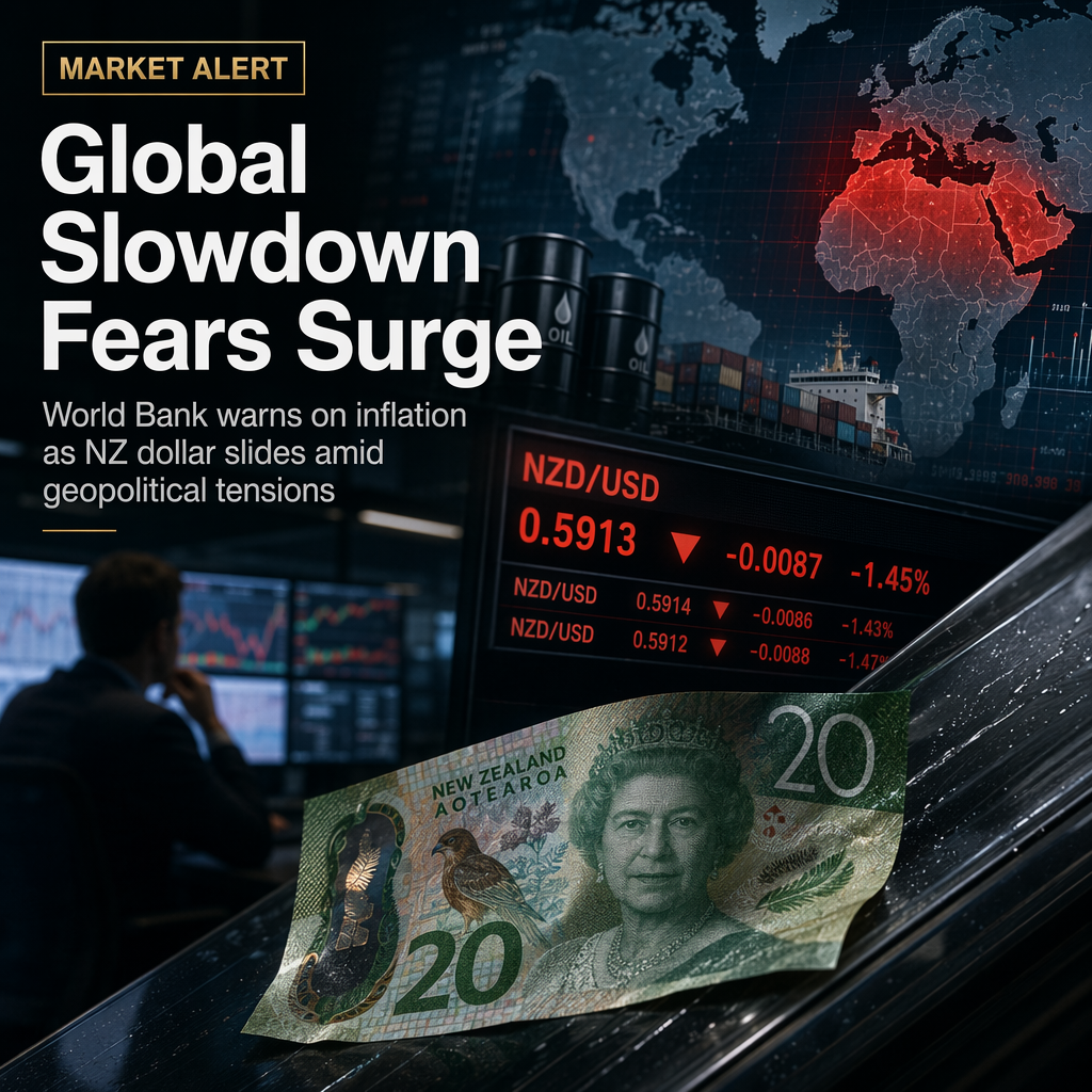 World Bank Warns of Global Slowdown and Inflation Risks as New Zealand Dollar Slides Amid Geopolitical Tensions