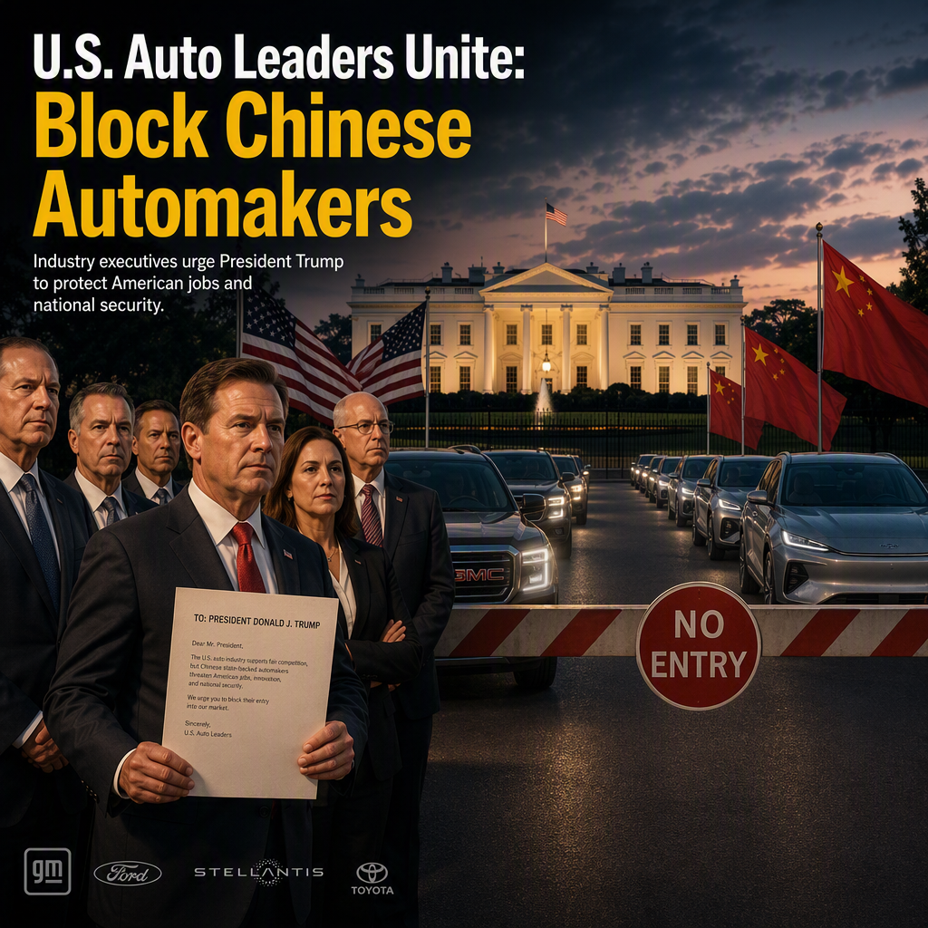 U.S. Auto Industry Urges Trump to Block Chinese Automakers Ahead of Xi Jinping Visit