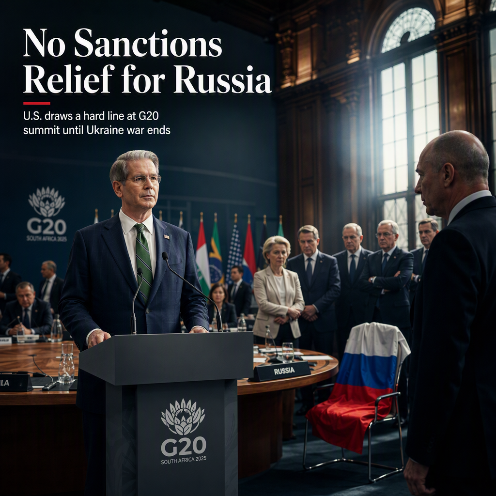 U.S. Treasury Secretary Bessent Tells Russia No Sanctions Relief Until Ukraine War Ends at G20 Summit