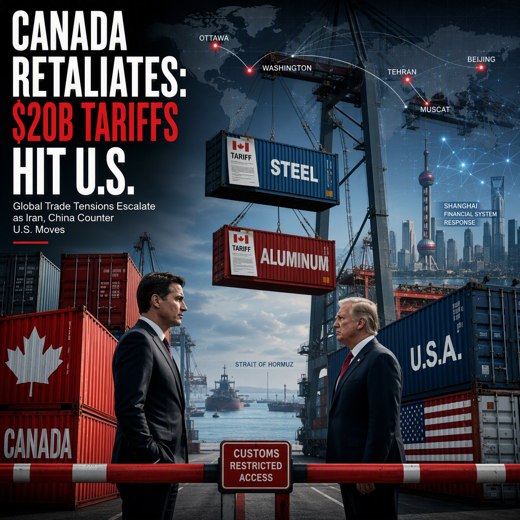 Canada Strikes Back with $20 Billion in Tariffs After U.S. Trade Offensive; Iran and China Move to Counter U.S. Economic Pressure
