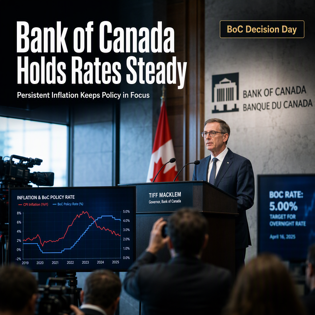 Bank of Canada Expected to Hold Rates Steady Amid Persistent Inflation and Upgraded Growth Outlook