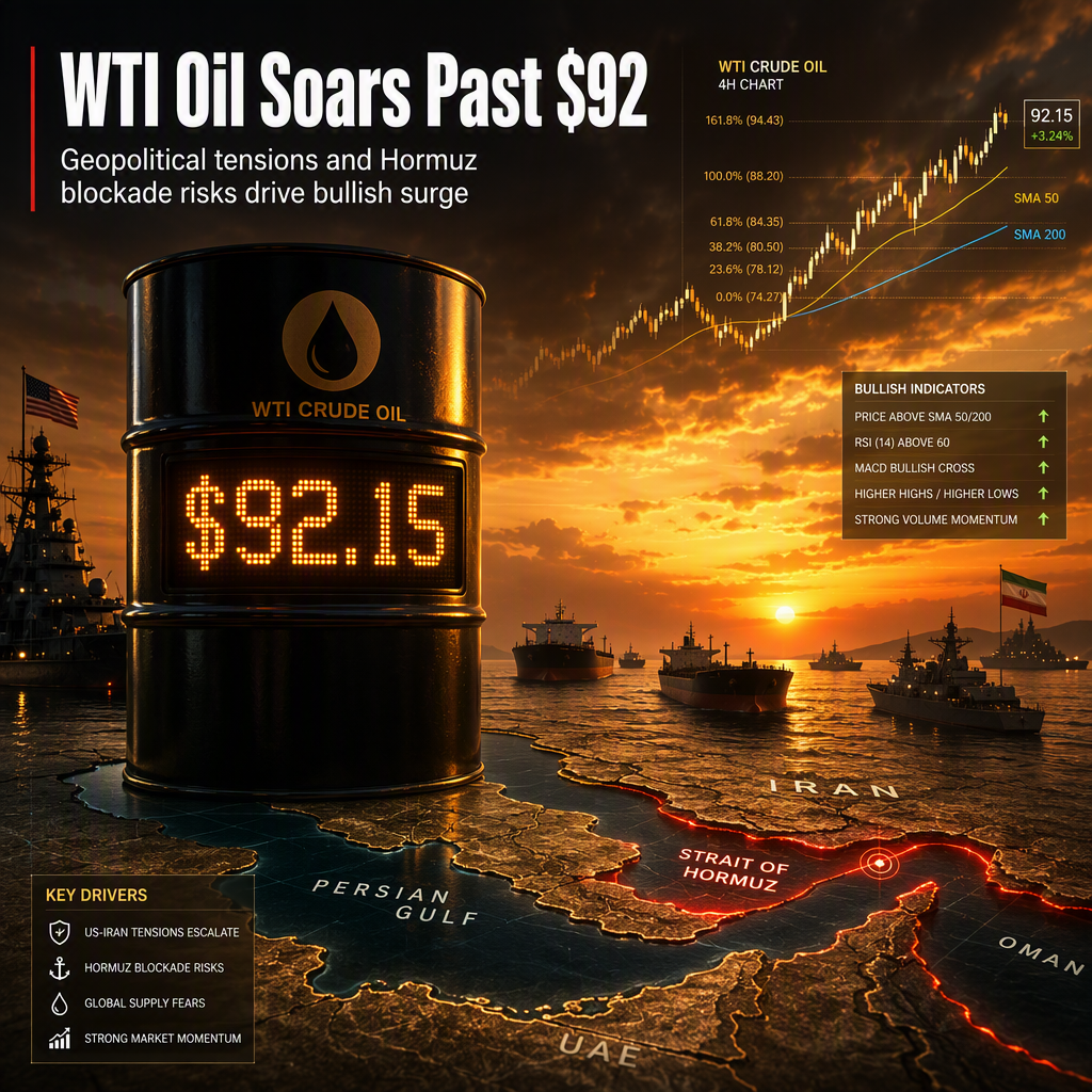 WTI Surges Above $92 Amid US-Iran Tensions and Hormuz Blockade Threats