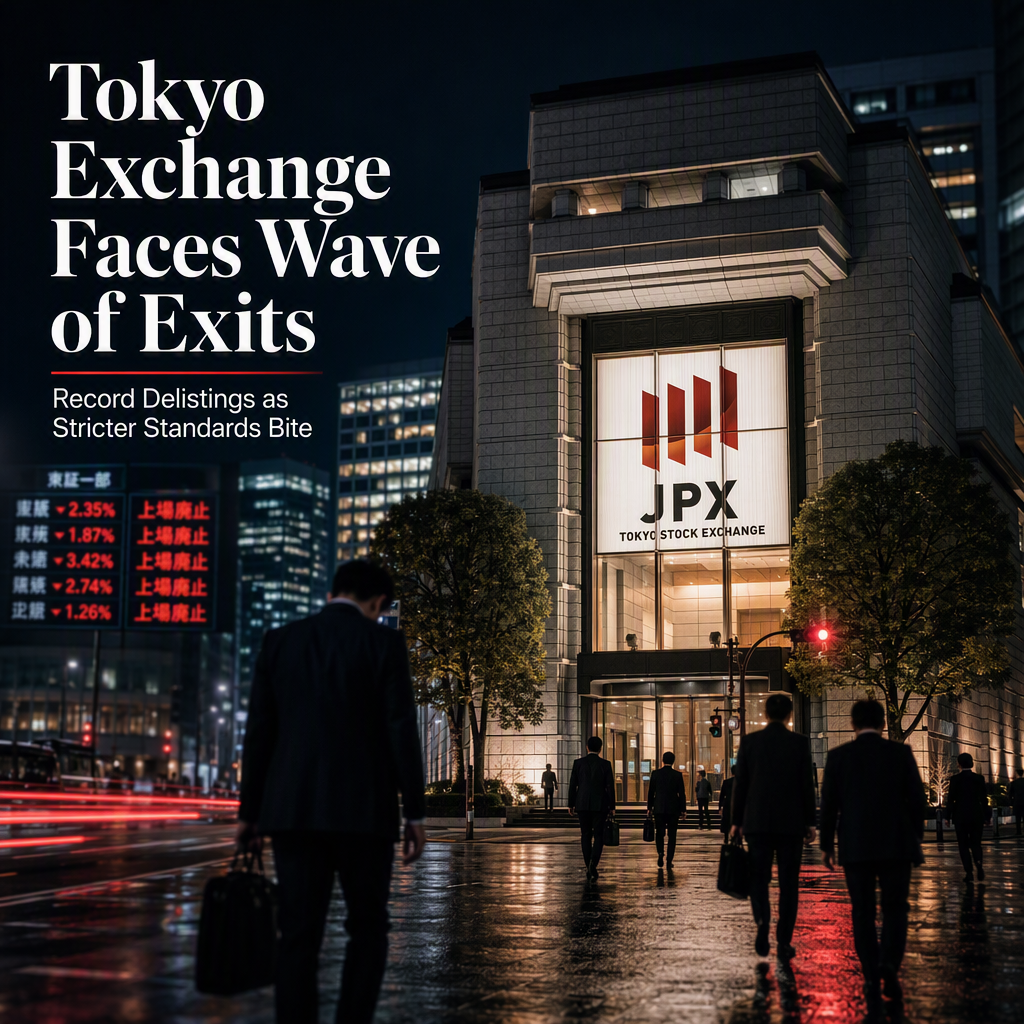 Tokyo Stock Exchange Set for Record Delistings for Third Consecutive Year Amid Stricter Standards