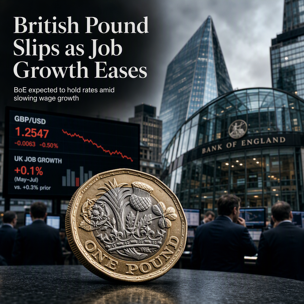 British Pound Trades Lower After UK Job Growth Slows; BoE Expected to Hold Rates