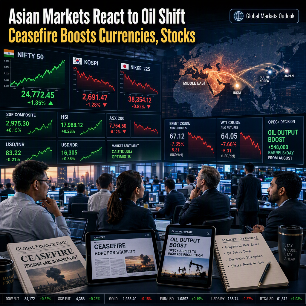 Asian Markets Mixed as US-Iran Ceasefire and OPEC+ Output Boost Oil Importer Currencies, Stocks
