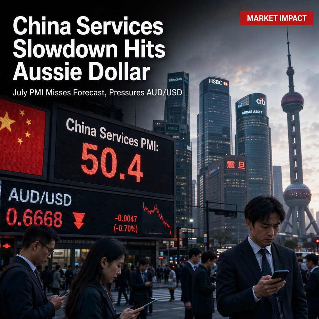 China’s Services PMI Falls Sharply in July, Missing Expectations and Pressuring AUD