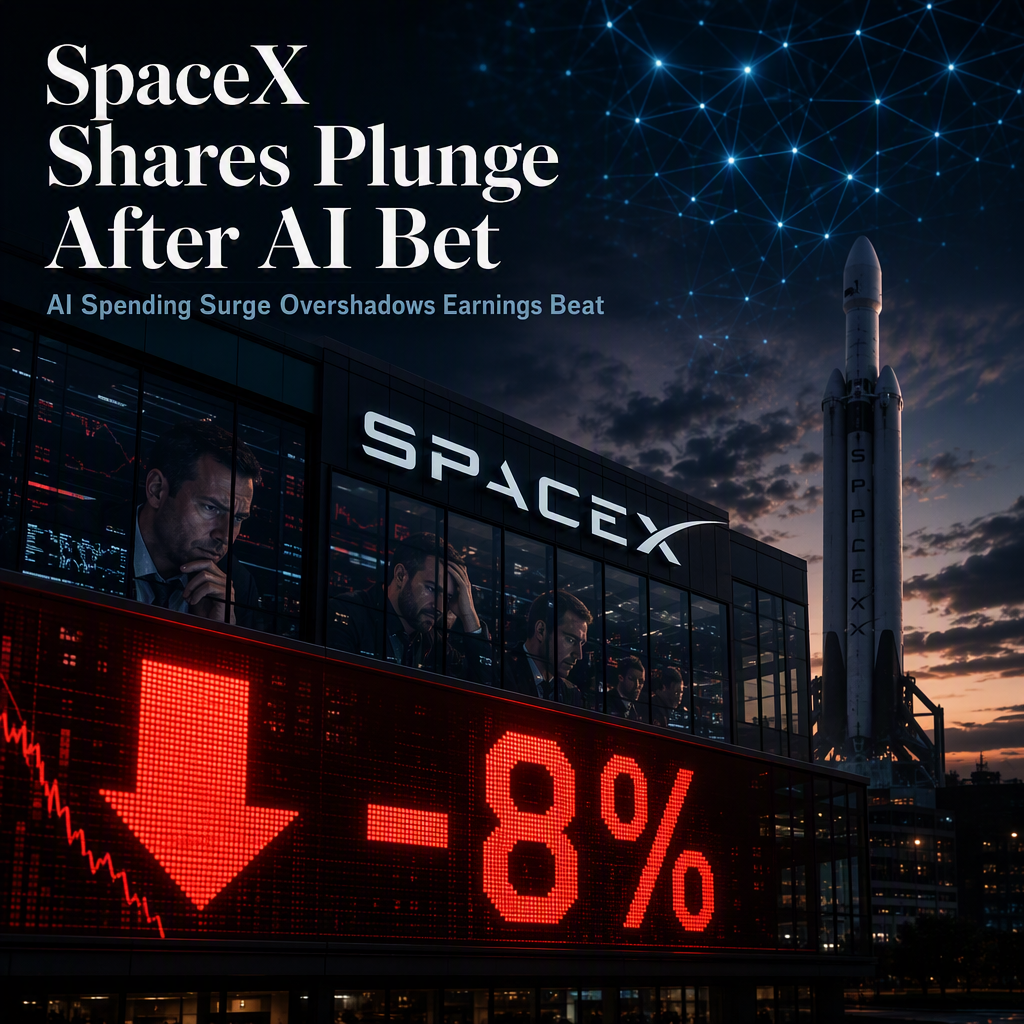 SpaceX Shares Plunge Over 8% After AI Spending Surge Overshadows Earnings Beat