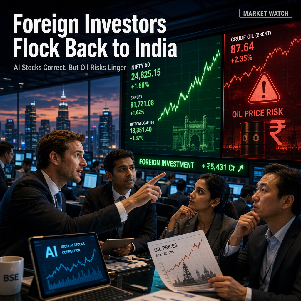 Foreign Investors Return to Indian Equities as AI Valuations Correct, But Oil Price Risks Loom