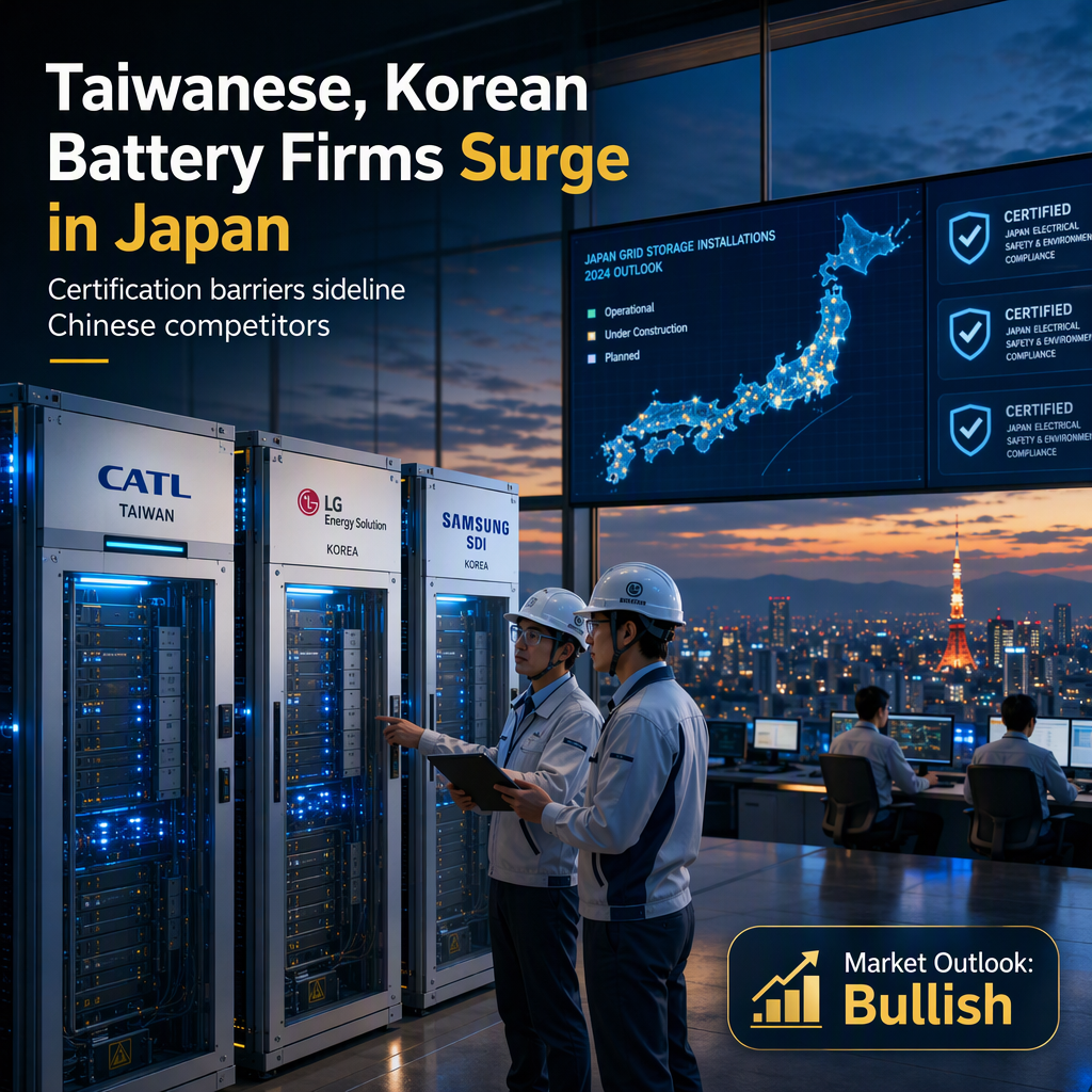Taiwanese and Korean Battery Suppliers Gain Ground in Japan as Chinese Firms Face Certification Barriers