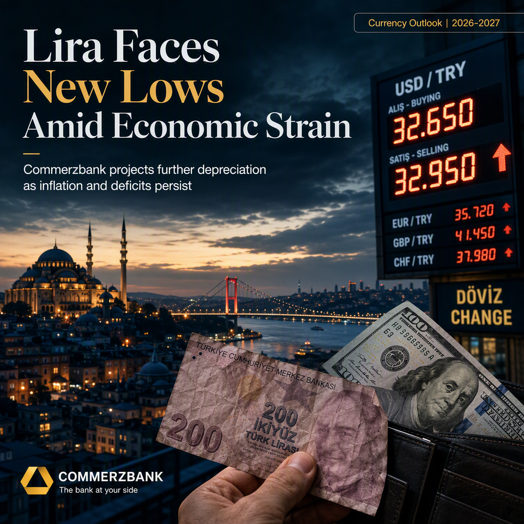 Commerzbank Forecasts Further Turkish Lira Depreciation Amid Persistent Inflation and Widening Current Account Deficit