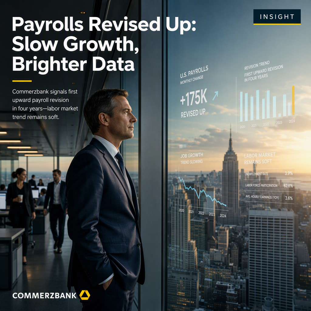 Commerzbank Predicts Positive U.S. Payroll Revision Amid Slowing Job Growth