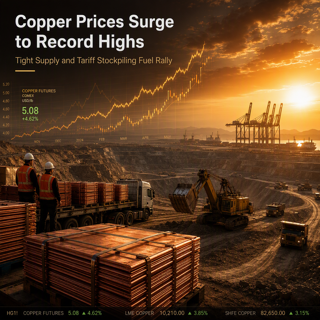 Copper Prices Near Record Highs Amid Tight Supply and Tariff-Driven Stockpiling