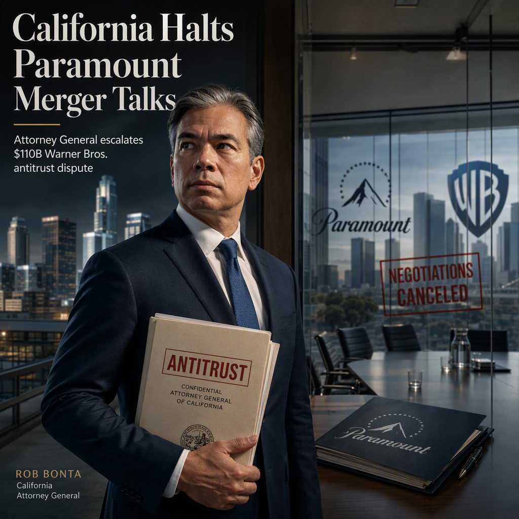 California Attorney General Halts Settlement Talks With Paramount Amid $110 Billion Warner Bros. Merger Dispute