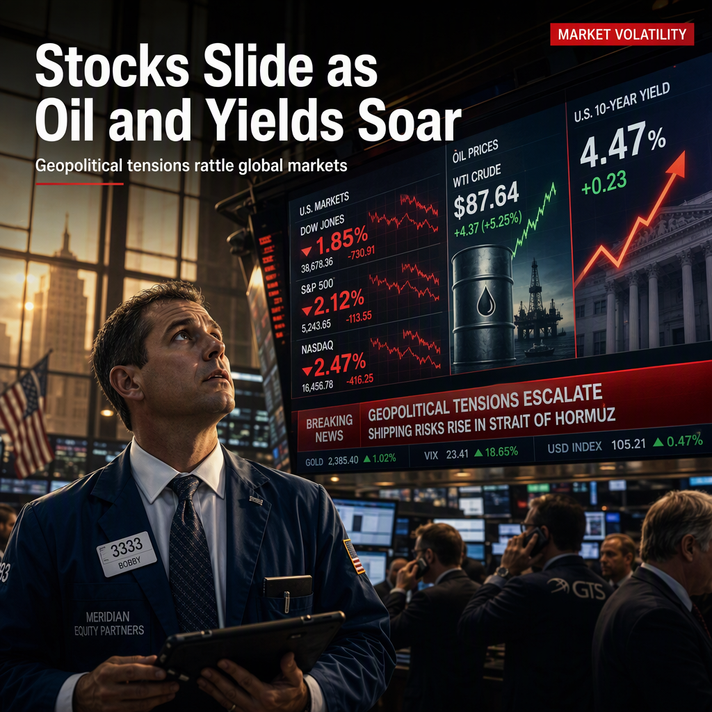 Stocks Slide as Oil Prices and Bond Yields Surge Amid Geopolitical Tensions
