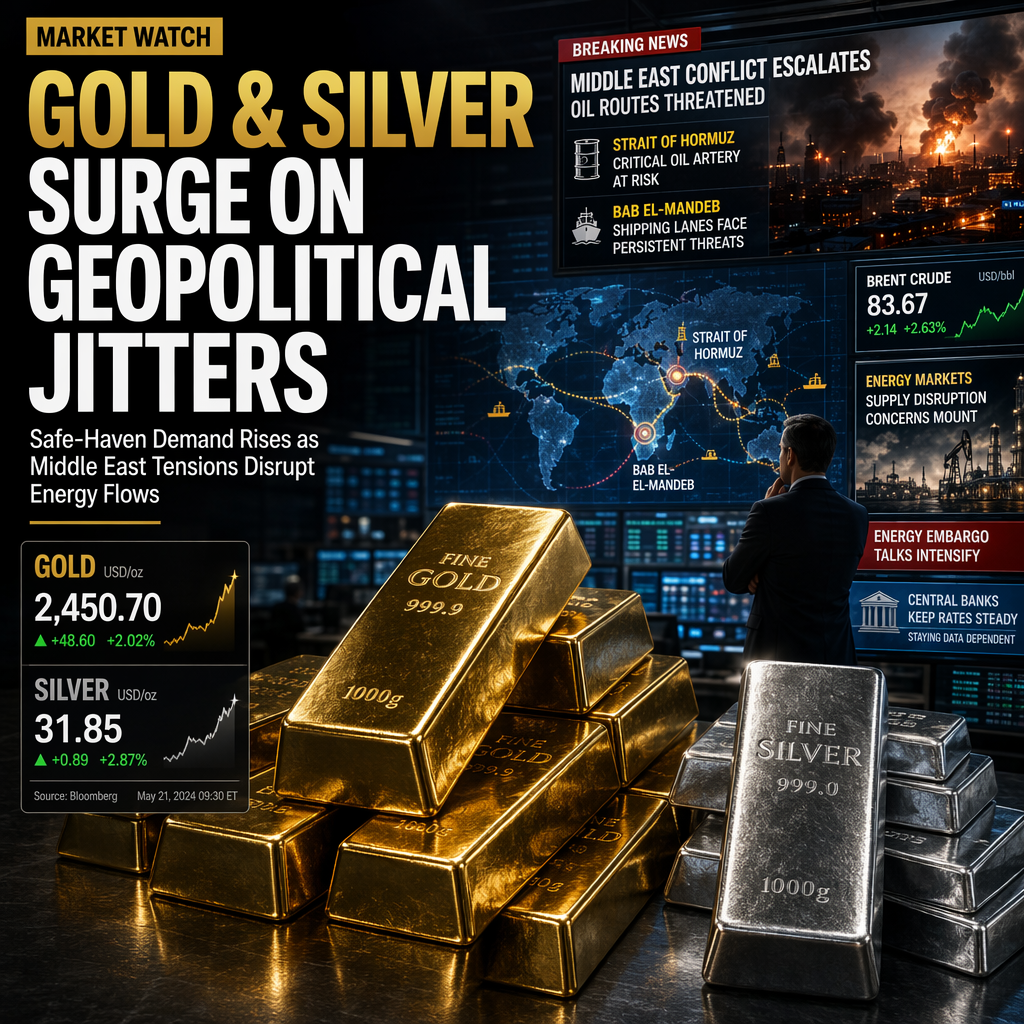 Gold and Silver Prices Rise as Middle East Tensions and Energy Disruptions Fuel Safe-Haven Demand