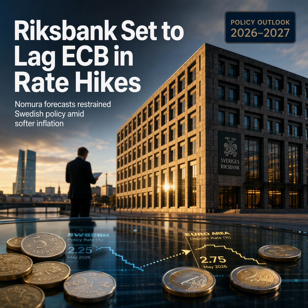 Nomura Predicts Riksbank Will Lag ECB in Rate Hikes Amid Softer Swedish Inflation
