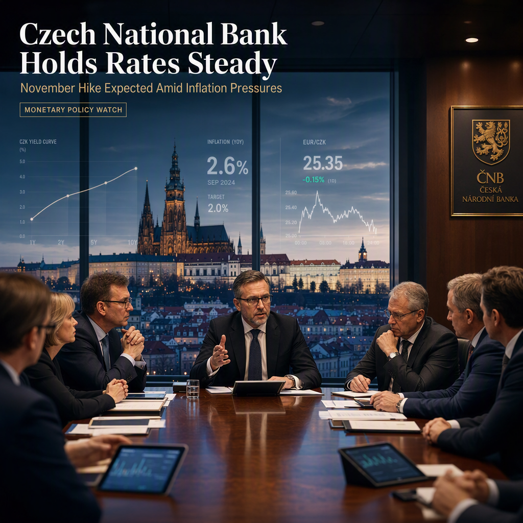 Czech National Bank Holds Rates Steady, ING Expects November Hike Amid Inflation Concerns