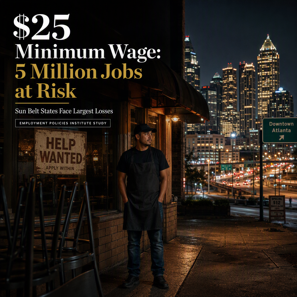 Study Warns $25 Federal Minimum Wage Could Eliminate Over 5 Million Jobs, Impacting Sun Belt States Most