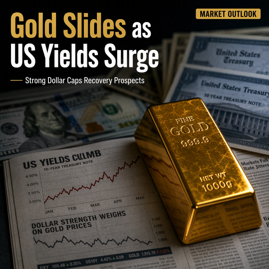 Gold Slides as Higher US Yields and Strong Dollar Weigh on Recovery Prospects