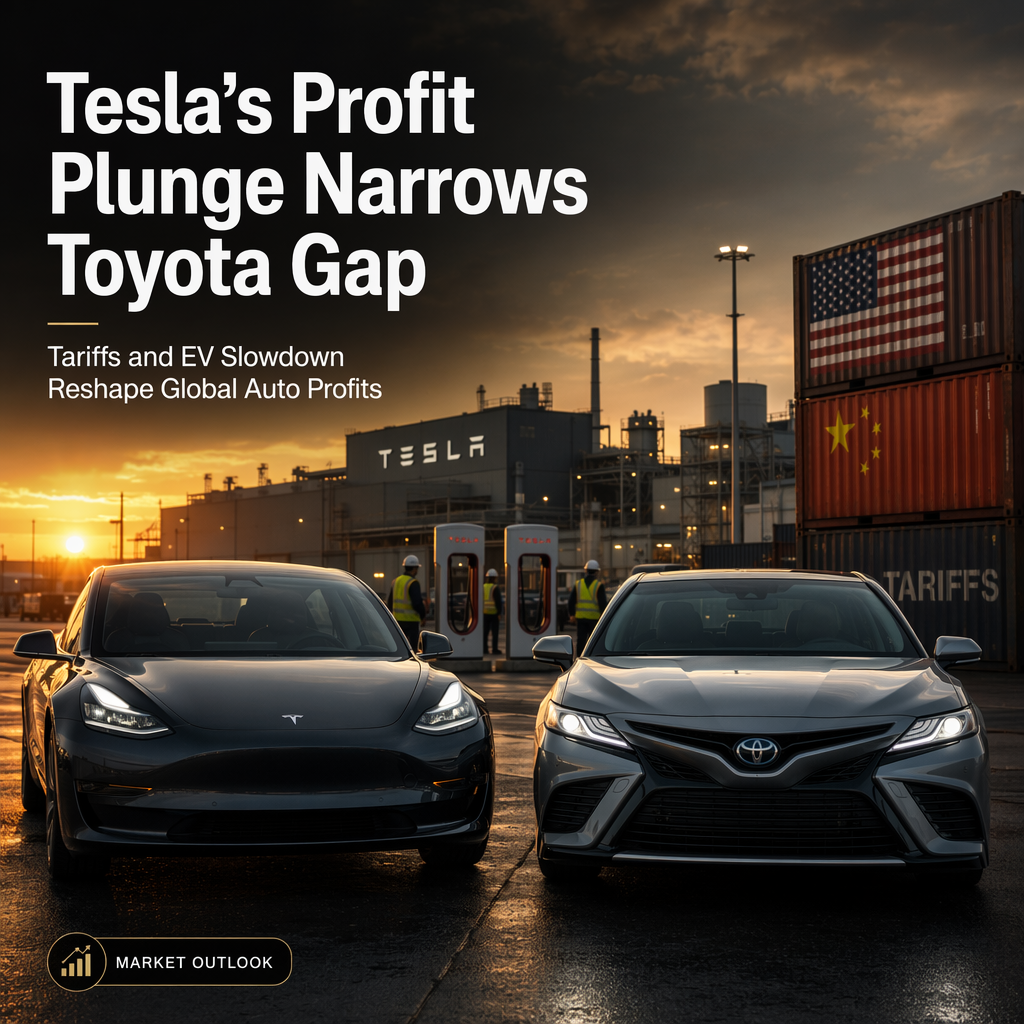 Tesla's Profit Per Vehicle Plummets 40%, Narrowing Gap with Toyota Amid Tariffs and EV Slowdown