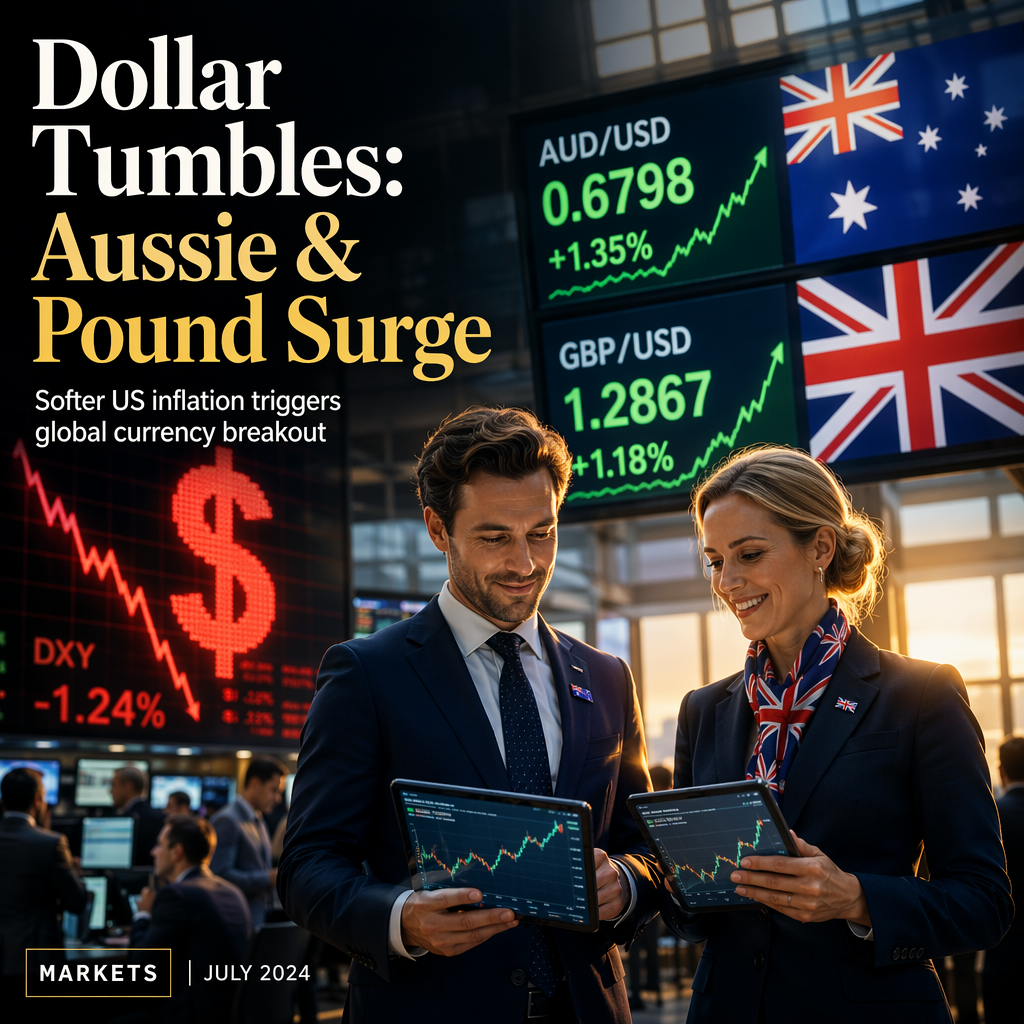 US Dollar Weakens Sharply After Soft Producer Price Data, Lifting Australian and British Currencies