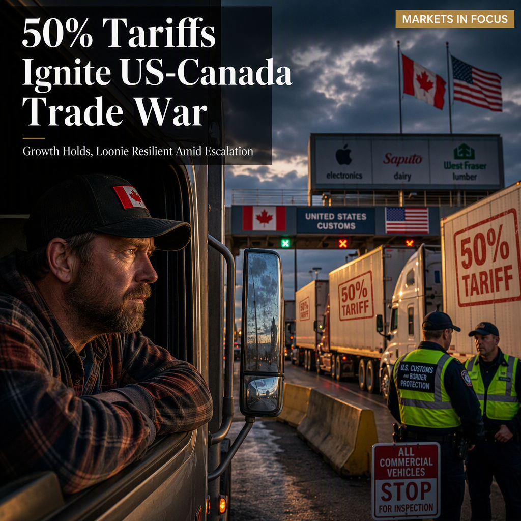 US-Canada Trade War Escalates with 50% Tariffs as Growth and Currency Hold Steady