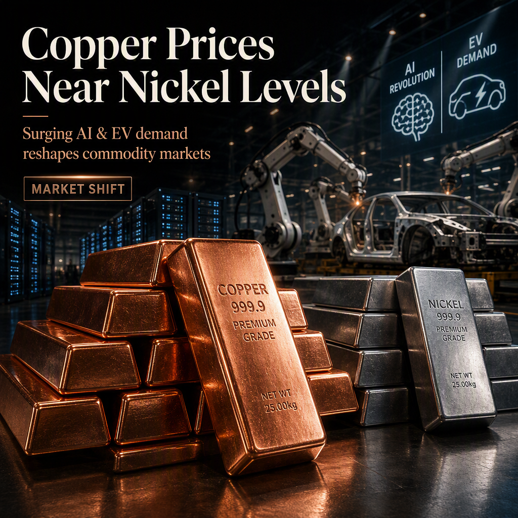 Copper Prices Approach Nickel Levels Amid Surging AI and EV Demand