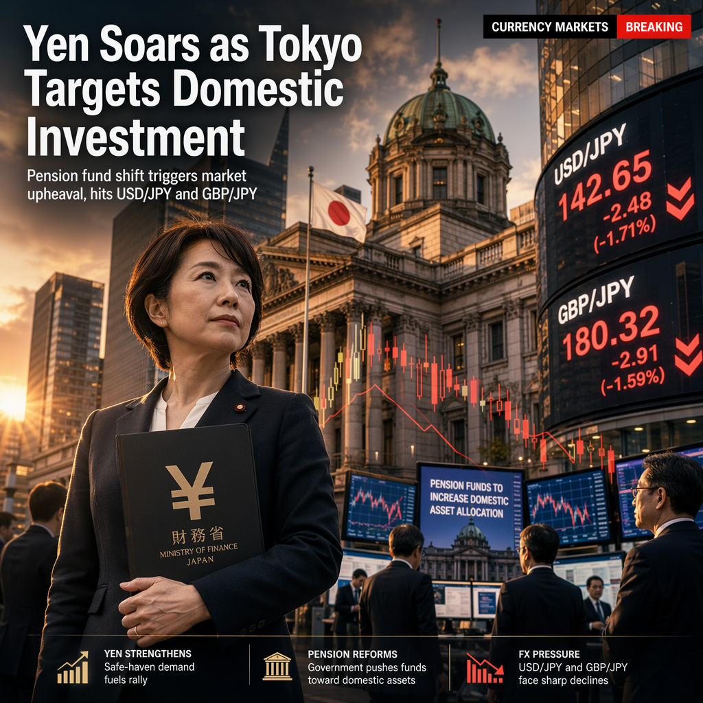 Japanese Yen Surges as Government Pushes Pension Funds Toward Domestic Assets, Pressuring USD/JPY and GBP/JPY