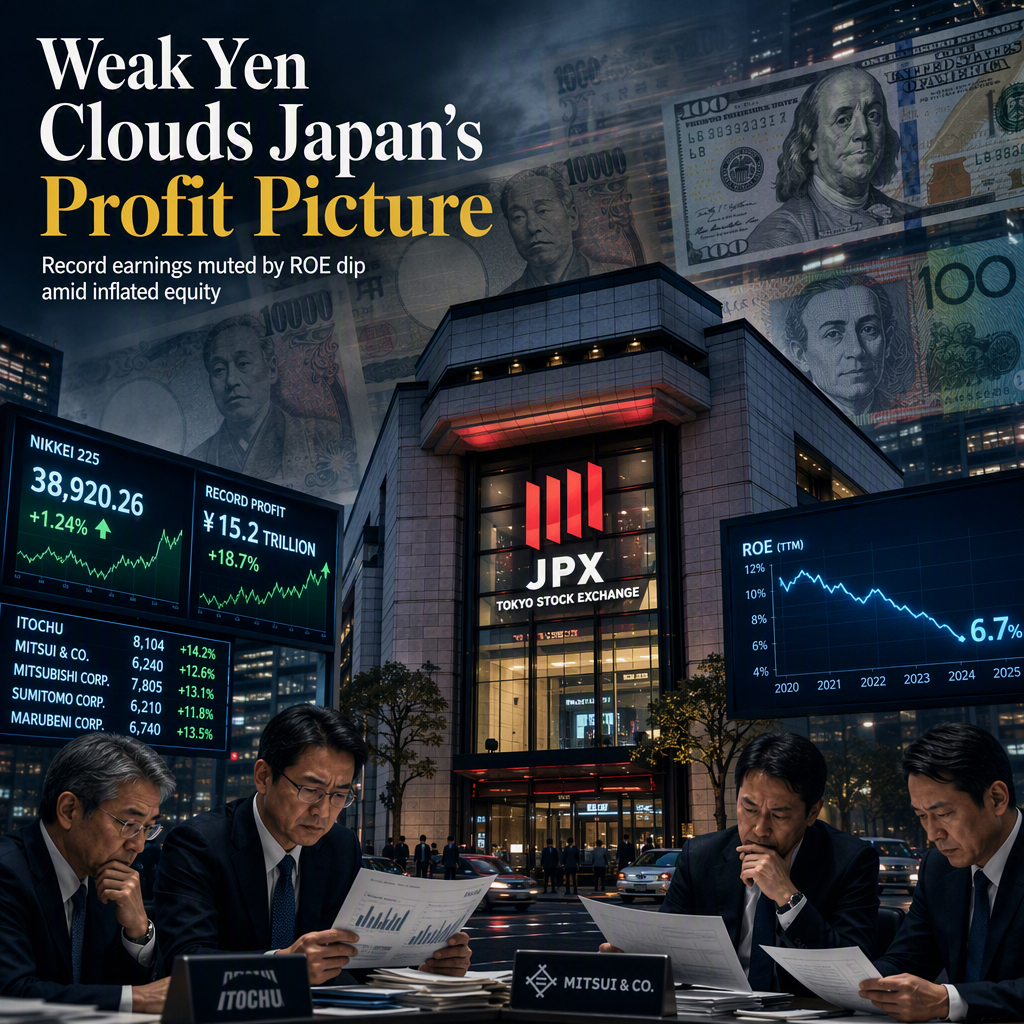 Weak Yen Inflates Equity, Dampening ROE Despite Record Profits for Corporate Japan