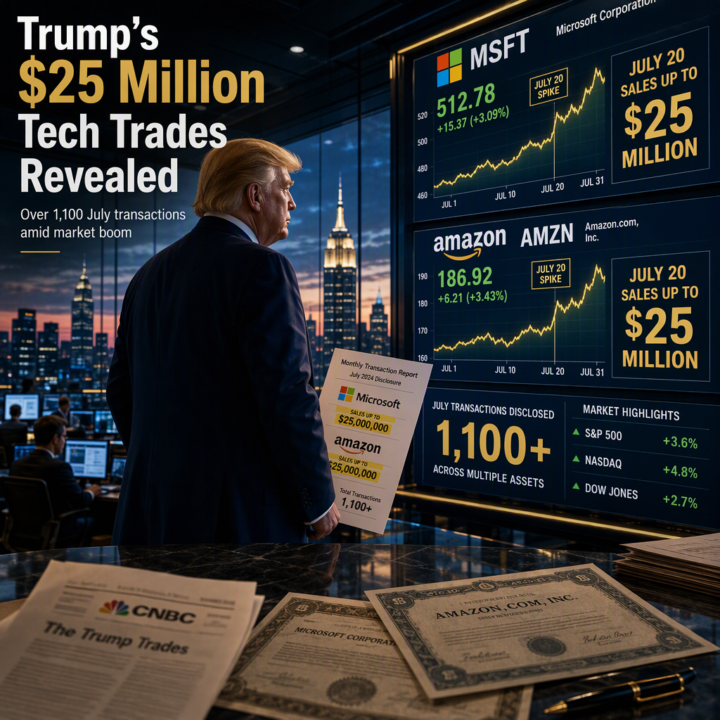 Trump Discloses Over 1,100 July Trades, Including Up to $25 Million Sales of Microsoft and Amazon