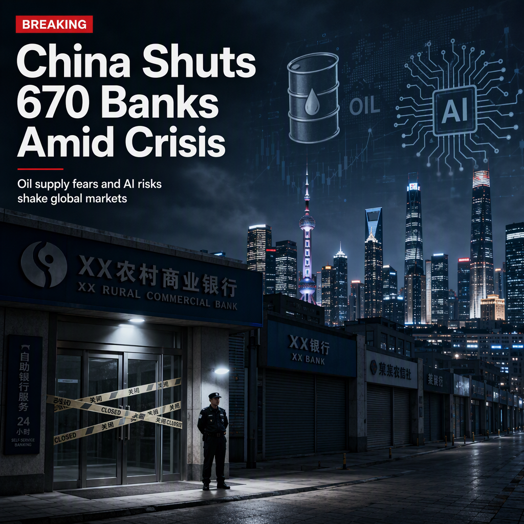 China Shuts Down Record 670 Banks Amid Financial System Consolidation; Oil and AI Concerns Rise