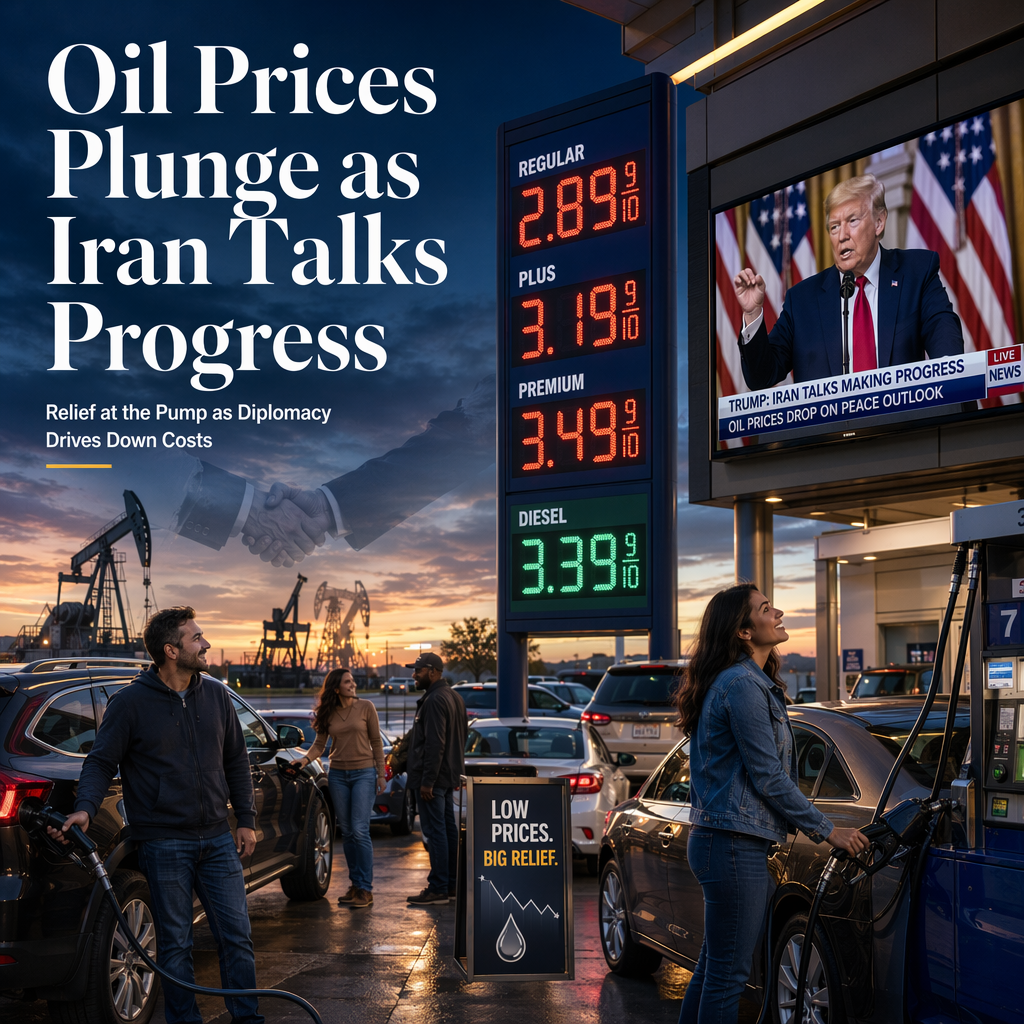 Oil Prices Drop Nearly 8% as Trump Cites Iran Peace Talks; Gasoline Hits Springtime Lows